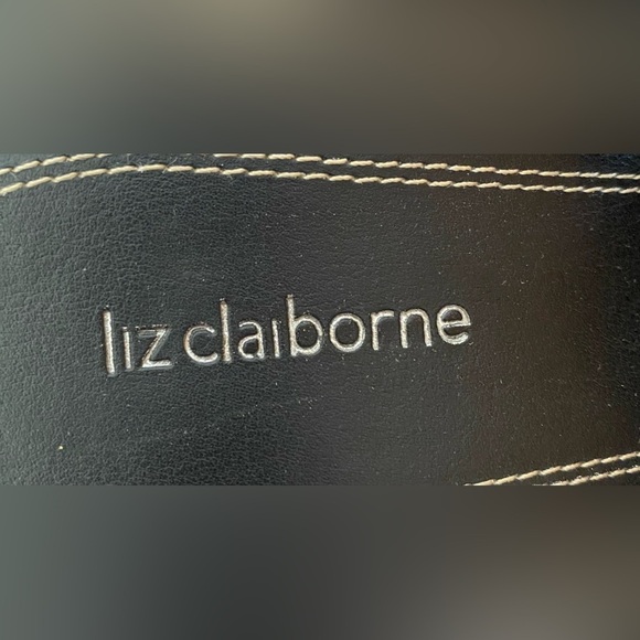 LIZ CLAIBORNE Seville leather wedge black strap chunky summer sandals size 6.5 M - Picture 9 of 12